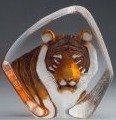 Orange Tiger Etched Crystal by Mats Jonasson  - MJ 33861