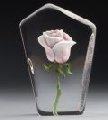 Mats Jonasson Pink Rose  - Etched Glass Flower-MJ 33872