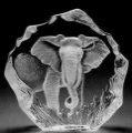 Mats Jonasson Elephant - Etched Glass-MJ 33631