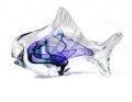 Infinity Art Glass Large Transparent Fish, Purple/Teal