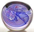 Spherical Sculpture with folded pink and blue swirl veils
