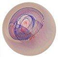 Sperical Sculpture w folded pink and blue Swirl Veils, frosted