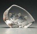 Mats Jonasson Curious Kittens - Crystal Etched Sculpture MJ 33730
