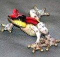 Alysa Red/Multicolor Broze Frog Sculpture