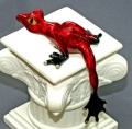Candy-Red Hang Over Frog Bronze Sculpture by Barry Stein