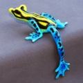 Yellow-Blue Hang Over Frog Sculpture by Barry Stein