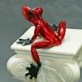 Candy-Red with rings  Elexess Frog Bronze Sculpture by Barry Stein