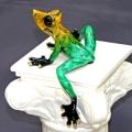 Yellow Green Elexess Frog Bronze Sculpture by Barry Stein