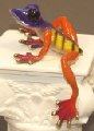 Purple-Multicolor Elexess Frog Bronze Sculpture by Barry Stein