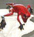 Candy-Red Peek A Boo Bronze Frog Sculpture by Barry Stein
