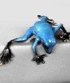 Blue Peek A Boo Bronze Frog Sculpture by Barry Stein