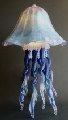 Cobalt Blue, Iridescent Glass Jellyfish Lamp, Single Dome