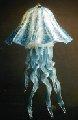Blue-Green Glass Jellyfish Lamp, Single Dome