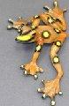 Multi-Color Brown Slider Bronze Frog Sculpture by Barry Stein