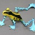 Blue and Yellow Footloose Bronze Frog by Barry Stein