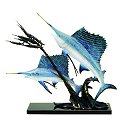 Brass Hot Patina Sailfish Duo Sculpture 31653