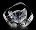 Mats Jonasson Cat - Miniature Crystal Etched Sculpture MJ 88143