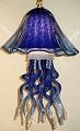 Blue Glass Jellyfish Chandelier- double dome