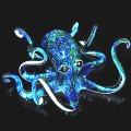 Blue Green Octopus Glass Sculpture by Michael Hopko