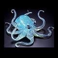 Aqua Blue Glass Octopus  by Michael Hopko