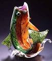 HOPKO Glass Brook Trout Leaping, Orange-Green-Purple