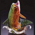 HOPKO Glass Golden Trout Leaping - Green-Yellow-Orange