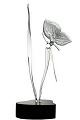 Butterfly on Foliage Glass Sculpture