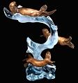 Playful Motion, Bronze Sea Otters Sculpture by Kitty Cantrell