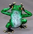See no Evil, Candy Green Bronze Frog Sculpture by Barry Stein