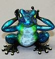Hear No Evil Candy Blue Bronze Frog Sculpture by Barry Stein