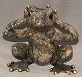 Hear No Evil, Silver-Marbled Bronze Frog  Sculpture by Barry Stein