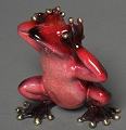 See No Evil Red Bronze Frog Sculpture by Barry Stein