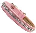 Dog Collar Puppy Pink Ultrasuede with Swarovski Crystals 1/2" wide