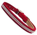 Dog Collar Red Ultrasuede with Swarovski Crystals 1/2" wide