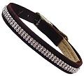 Dog Collar Chocolate Brown Ultrasuede & Swarovski Crystal 1/2" wide