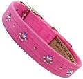 Paw Print Dog Collar Perfect Pink Ultrasuede & Swarovski Crystal 5/8"