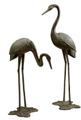 Large Bronze Garden Cranes Pair