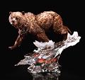 Grizzly  Bear Sculpture in Mixed Metal Media  - Solitary Hunter
