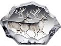 Mats Jonasson Etched Crystal Reindeers, Ltd Edition