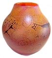 Petroglyph Golden Brown Basket Vase by Richard Satava