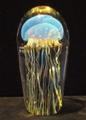 Blue Moon Glass Jellyfish Sculpture by Satava, med size
