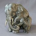 Barry Stein Elephant Mama & Baby Bronze Sculpture