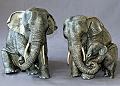 Barry Stein Elephant Papa, Mama & Baby Bronze Sculptures Set