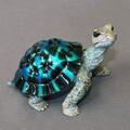 Black/blue Bronze Daden Turtle Sculpture by Barry Stein