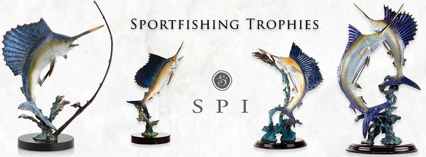 Bronze-Metal and Crystal Sculpture Sport Fishing Trophies and Awards