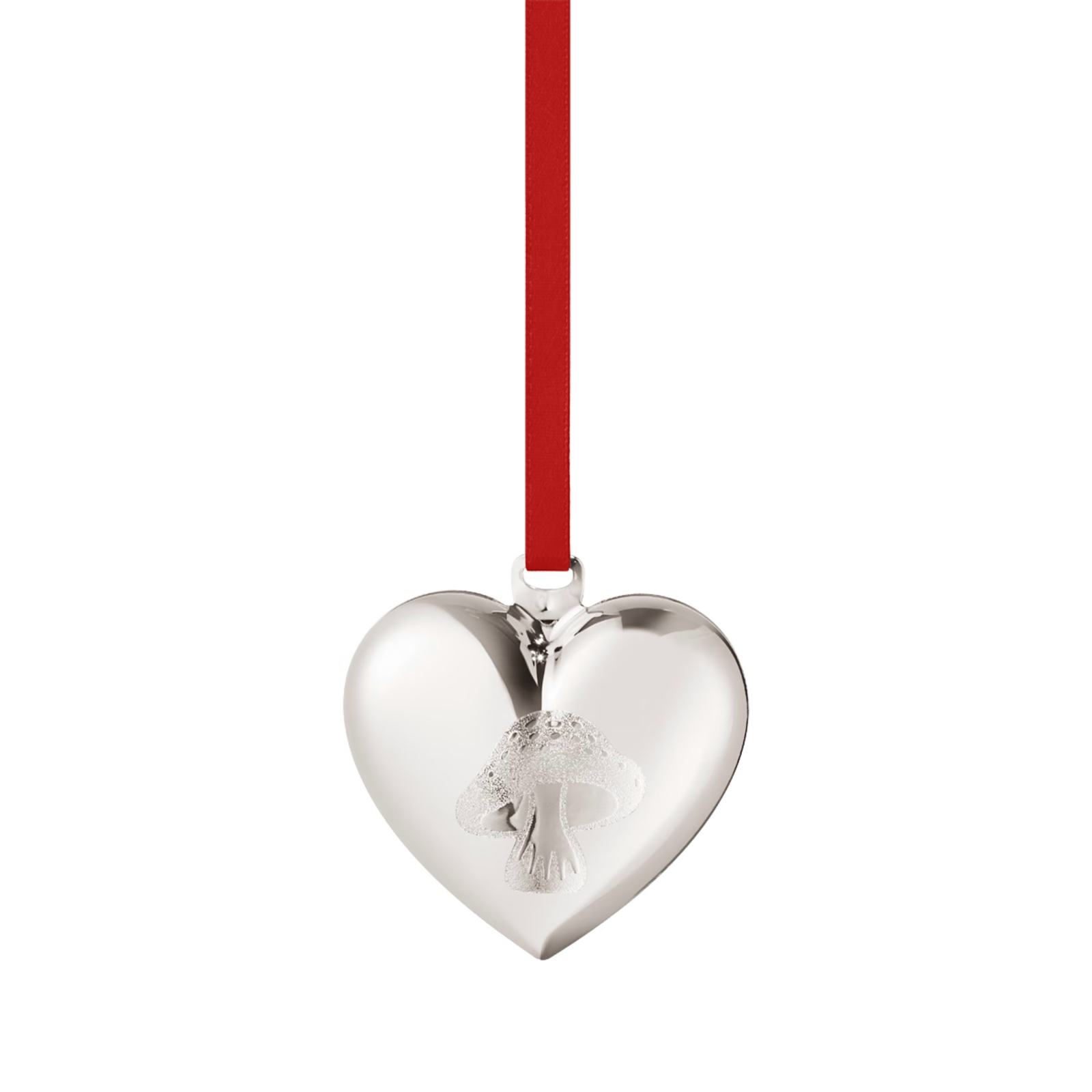 2023 Georg Jensen Christmas Ornament Silver Heart with Mushroom