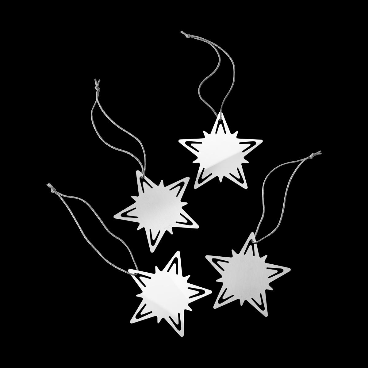 Georg Jensen Christmas Stainless Steel 4pc Reusable Silver Gift Tag Set