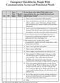 Emergency Checklist for People With Communication Access and Functional Needs