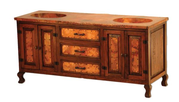 Copper Double Vanity (4-Door / 3 Drawer)