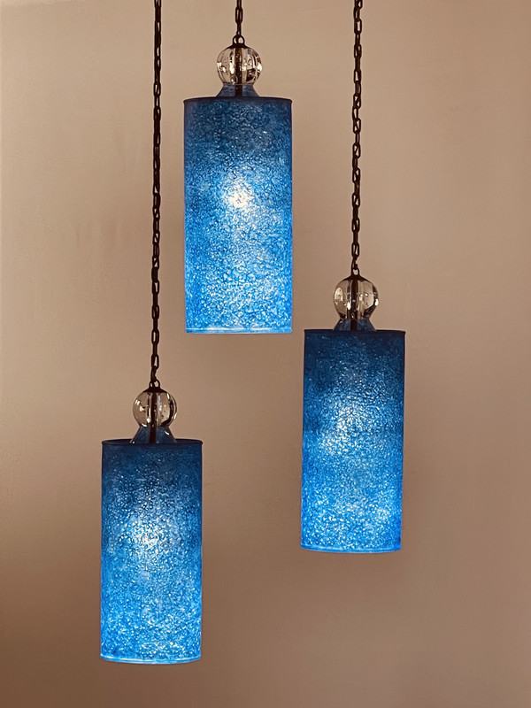 Crush Azul Cylinder Chandelier